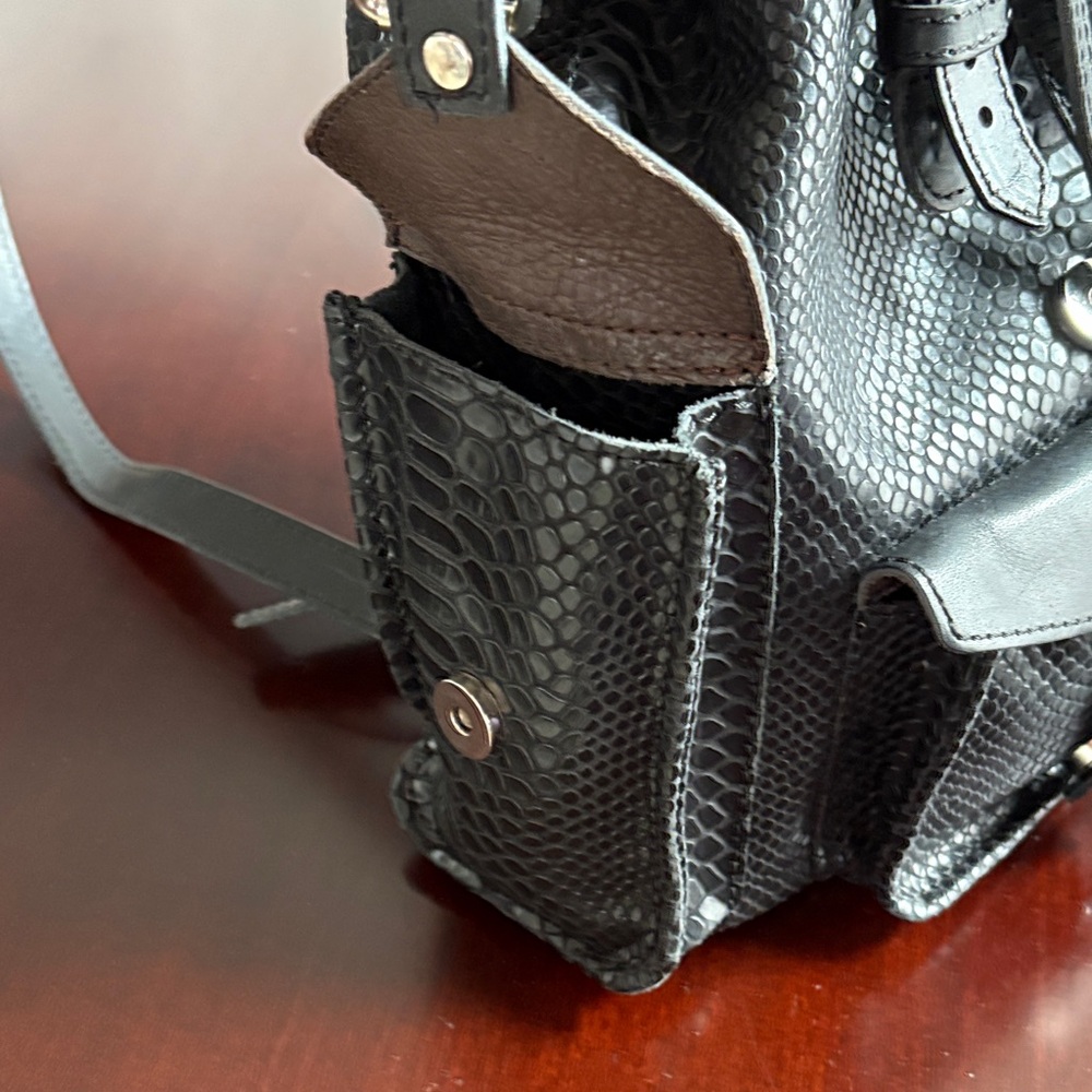 Freebird Charcoal Snake Print Backpack - Picture 10 of 14